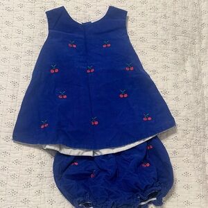 Girls Blue Cherry Embroidered Matching Set